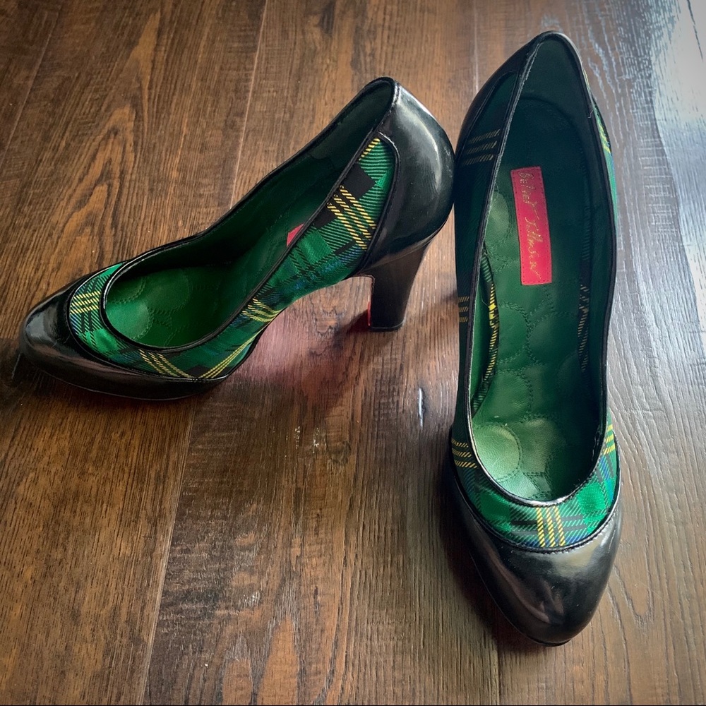 Green Plaid & Patent Betsey Johnson Pumps